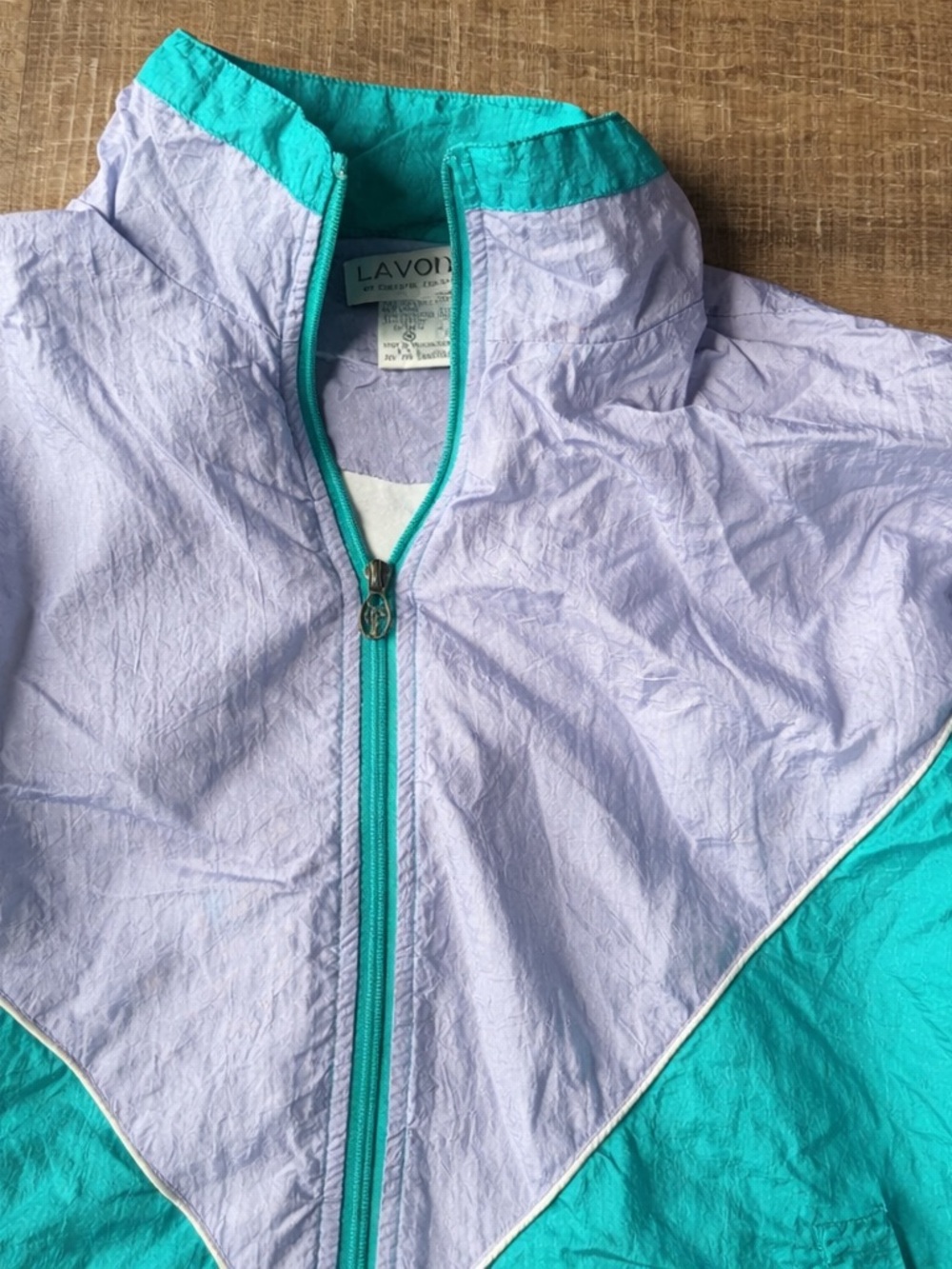 Vintage Avon Lilac & Teal Windbreaker Jacket | 90s Colorblock Retro Lightweight